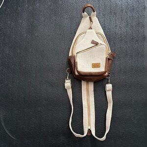 Cream and Brown Backpack
